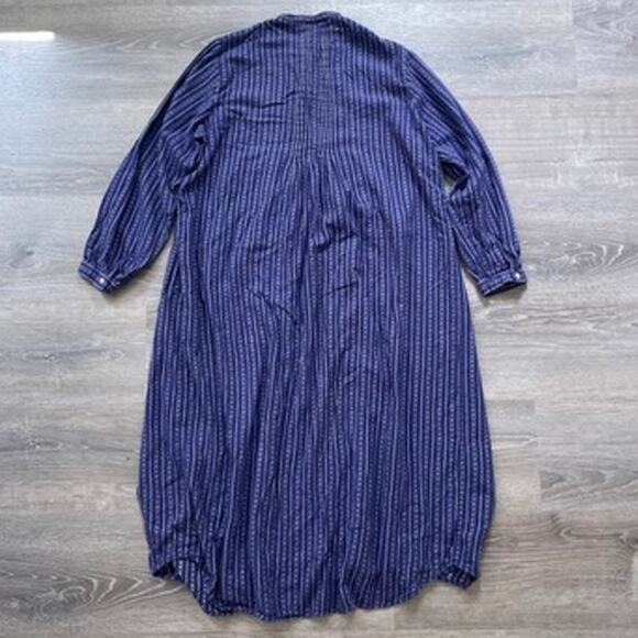 Vtg 90s LL BEAN Purple Striped Cotton Flannel Pajama Nightgown Sleepwear Sz L - Picture 5 of 8